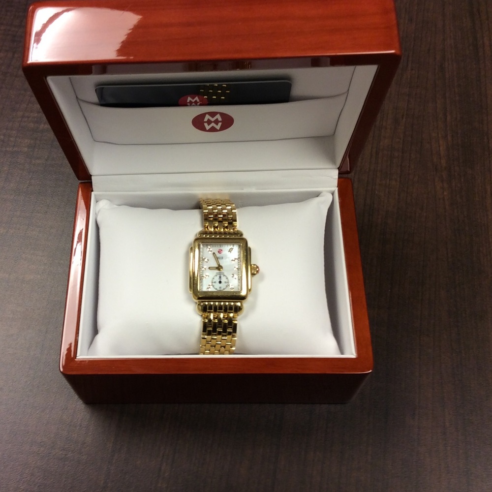 Michele Deco Gold Diamond Dial Watch - Picture 2 of 8
